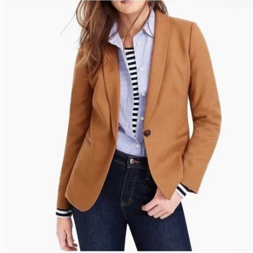 J.Crew Parke Wool Flannel Blazer Camel Brown Size 8
